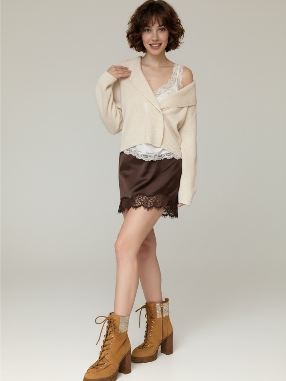 Michael Kors Cognac Suede Lace-Up Heeled Ankle Boots